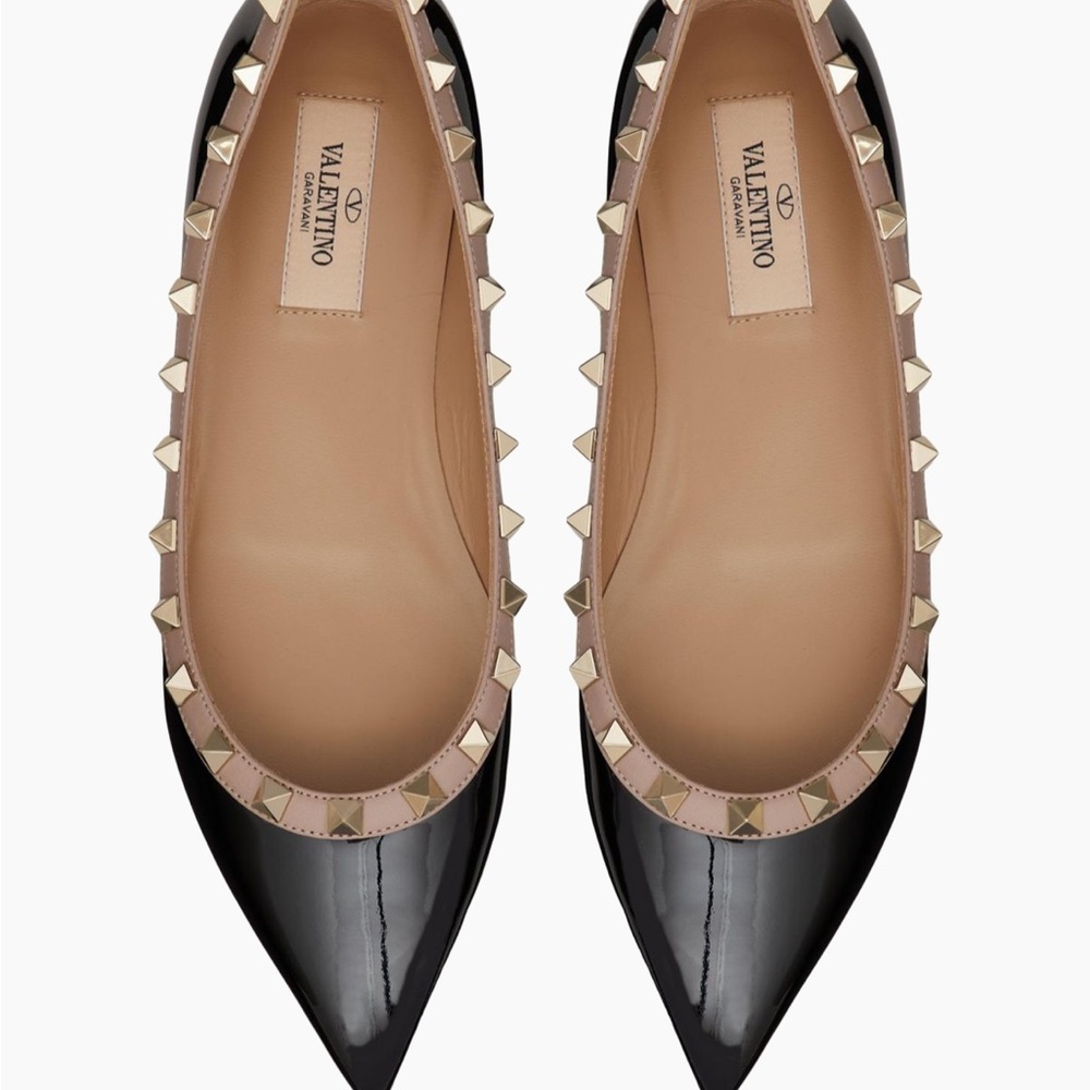Valentino Patent Rockstud Ballet Flats (Black Poudre, IT 39, US 9) - Picture 6 of 13